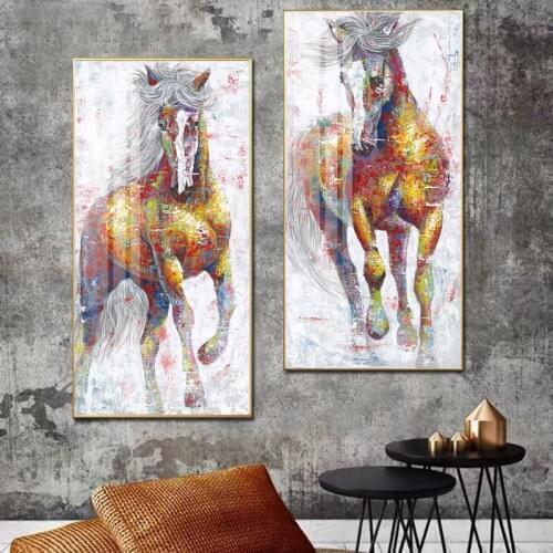 Animal Art Running Horses Canvas Painting Wall Art Pictures For Living Room Corridor Aisle Modern Abstract Art Prints Posters