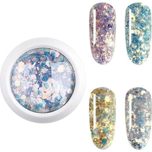 1pc Holographic Nail Glitter Powder Hexagon Sequins Powder Laser Mixed Nail Flakes Decor Accessories For Nails