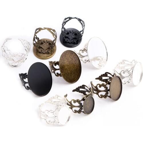 13x18mm 10x14mm 18x25mm 5pcs 3 Colors Brass Oval Adjustable Ring Settings Blank/Base,Fit 10x14/18x25/13x18mm Glass Cabochons