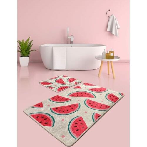 2 Pcs Watermelon Decoration Decor Door Rugs Home Floor Carpet Doormat Bathroom Kitchen Living Room Anti-Slip Bath Mats Outdoor