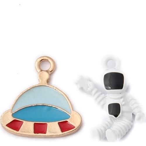 20pc/Lot New Astronaut Spaceship Shape Zinc Alloy Metal Enamel Earring Accessory Pendant Jewelry Accessories