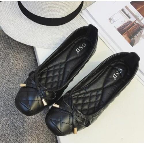 2021 Spring and Autumn Non-slip Soft Bottom Flat Shoes Comfortable Square Head Fashion Shoes Black Work Casual Shoes Size 35-41