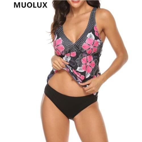 2020 Sexy Bikini Vintage Blue Print Swimwear Women Two Piece Swimsuit Skirt Push Up Tankini Thong Bathing Suit Plus Size XXXL