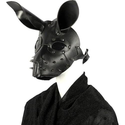 3D Rabbit Masque Adults PU Bunny Girl Mask Halloween ThreeDimensional Punk Masks 3D Nightclub Carnival Mask Rabbit Cosplay Props
