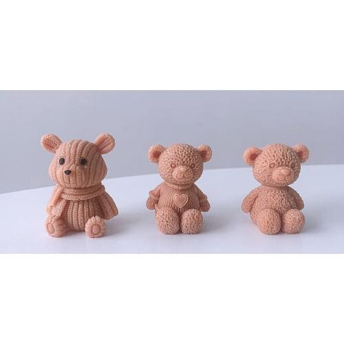 3D Cute Bear Candle Mold Silicone Creativity Fondant Making Mould Creative Cake Decoration Mold Cookie Jellry Chocolate Molds