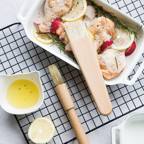 BBQ Basting Brush Barbecue Grill Cook Oil Brush Wood Handle Baking Pastry Brush Butter Honey Sauce Brush Wooden Kitchen Utensils