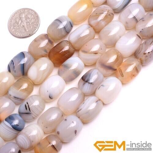 Natural Stone 10x14mm Gray Leaf Agates Rice Drum Loose Spacer Accessorries Beads For Jewelry Making Strand 15" DIY Women Gifs