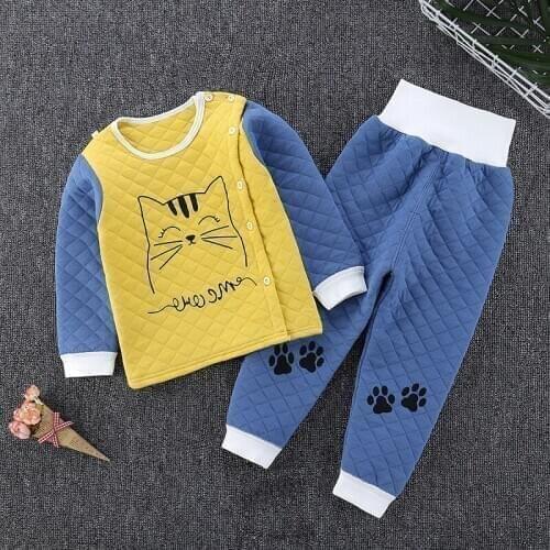 Children Pajamas Spring Autumn Cotton Clothing Set Kids Thermal Underwear Pyjamas Pijamas Set Girl Cute Cartoon Animal Sleepwear