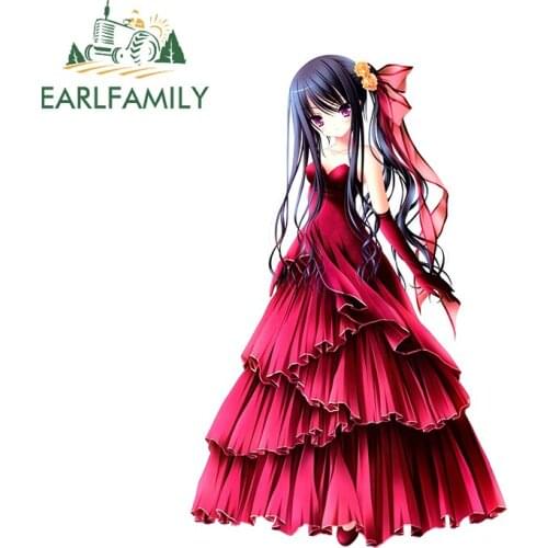 EARLFAMILY 13cm x 8.4cm for Red Dress Girl Decal Anime Waterproof Motorcycle RV VAN Decoration Camper Scratch-proof Car Stickers