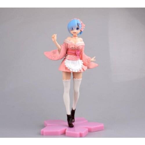 Anime Re:Life In A Different World From Zero Kimono Sakura Rem Figure Standing Figure Model PVC Collection Toy Decoration Gift
