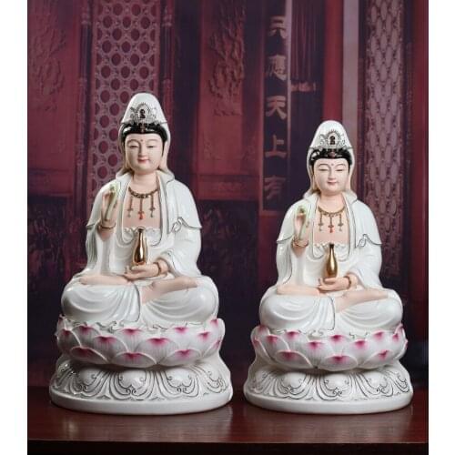 HOME SHOP temple high grade Guan yin PUSA Buddha statue Avalokiteshvara Buddha color Ceramic statue bless safe health good luck