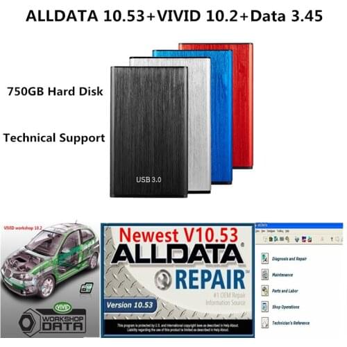 2021 Hot selling AllData Auto Repair Software All data 10.53 Vivid 10.2 Data 3.45 in 750gb HDD usb 3.0 Technical Support