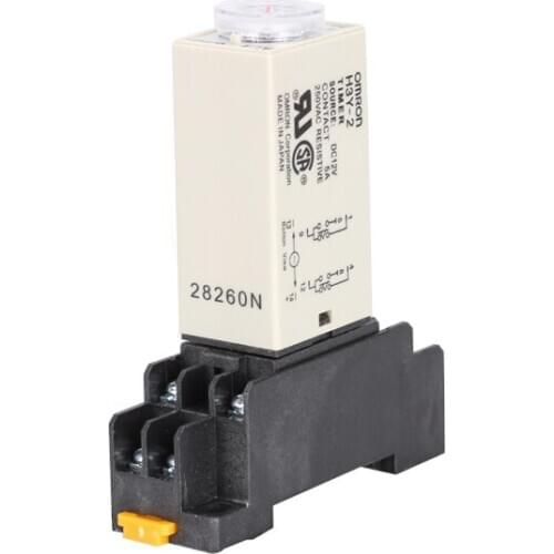 H3Y-2 DC 12V 5A Delay Timer Time Relay 0-10 Second 10s w H3Y-2 Base High Quality