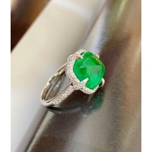 LR713 Emerald Ring 4ct Pure 18K Gold Jewelry Vivid Green Emerald Gemstone Diamond Female Rings for women Fine Ring