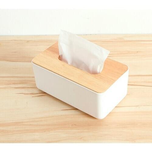 Tissue Box Dispenser Wooden Cover Paper Storage Holder Napkin Case Organizer