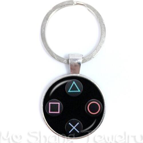 Creative Jewelry Art Picture Keychain Geeky Perfect Gift Idea Men Video Game Controller Man 25mm Glass Cabochon Keyring Gift