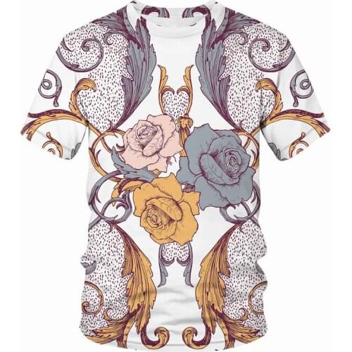 2021Summer Flower 3D Printed T-shirt Mens/Womens T-shirt Harajuku Short-sleeved T-shirt Funny Individuality Shirt T-shirt Tops