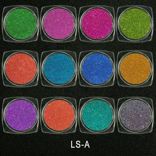 LSA-01-12) 12Color 5g Jar Rainbow olographic Glitter Laser Powder Nail Glitter Set Manicure Chrome Pigments Nail Art Glitter
