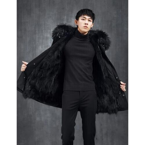 School Men Long Parka Winter Jacket Women Real Fox Fur Coat Natural Raccoon Fur Collar Hood Thick Warm Streetwear Outerwear