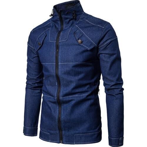 Western cowboy denim Jacket men coat Blue Casual Denim Jackets cotton Stand Collar Fashion Outwear Jean Jackets Coat for man