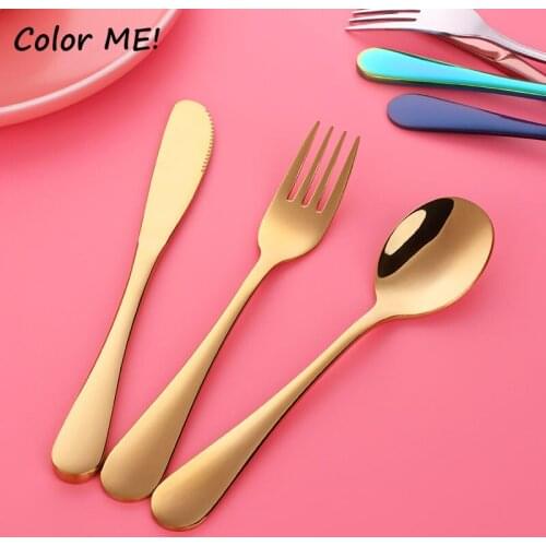 2/3Pcs 18/8 Stainless Steel Children Western Cutlery Set Kids Baby Knife Fork Spoon Set Dinnerware Tableware Set For Children