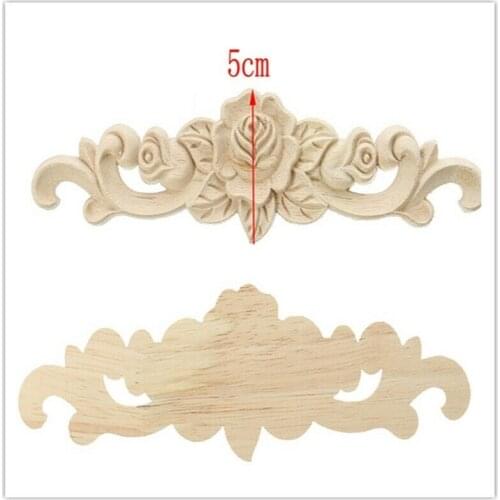 1pc Exquisite Rose Wood Carved Decal Onlay Applique Unpainted Home Furniture Decoration