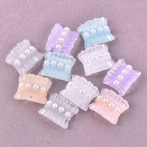 10Pcs/Set New DIY Nail Art Decoration Cute Aurora Candy Color Small Skirt Pearl Accessories 3D Lace for Manicure Design