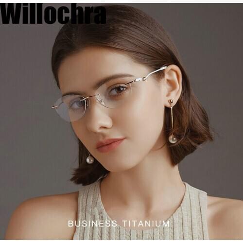 Willochra Rimless Glasses Ultra-light Pure Tinanium Eyewear Frame