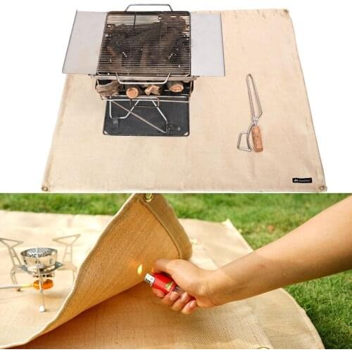 Camping Fireproof Cloth Flame Retardant Insulation Mat Blanket Glass Coated Heat Insulation Pad for Outdoors Picnic Barbecue