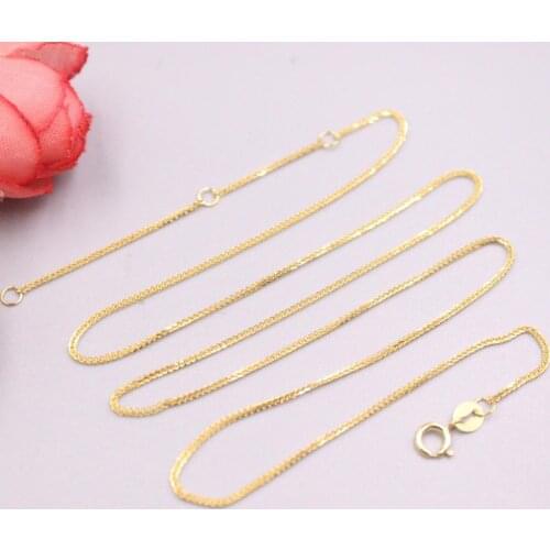 Real 18k Yellow Gold Necklace Width 0.9mm Wheat Link Chain 17.71"L About 1.35g For Woman