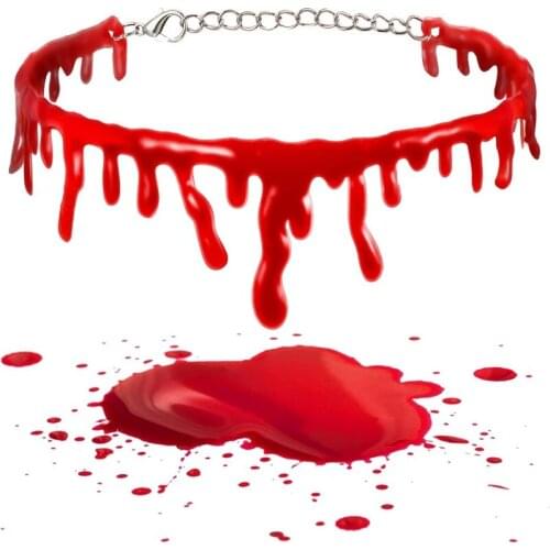 1Pc Blood Drop Choker Cutting Neck Blood Mark Bloody Black Necklace For Masquerade Halloween Themed Party Decor Jewelry Supplies