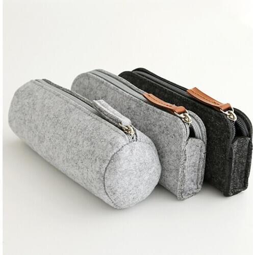 Pencil Bags Simple Felt Zipper Cosmetic Pouch Pencil Bag Pen Case School Supplies Stationery Office School Supplies