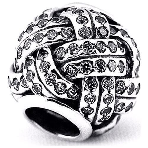 Fits for Pandora Charms Bracelets Love Knot Beads 100% 925 Sterling Silver Jewelry With Clear CZ Free Shipping