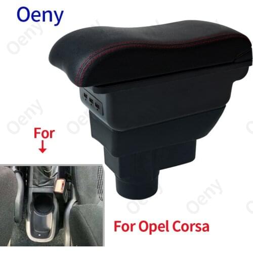 For Opel Corsa Armrest For Opel Corsa D Car armrest box Curved surface interior storage box Retrofit parts USB LED