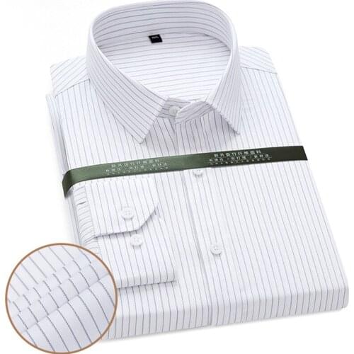 Formal Button Down Shirts for Men Plaid Striped Shirt 40% Cotton 60% Polyester Casual Longsleeve Shirt Work Slim Fit Shirt Men