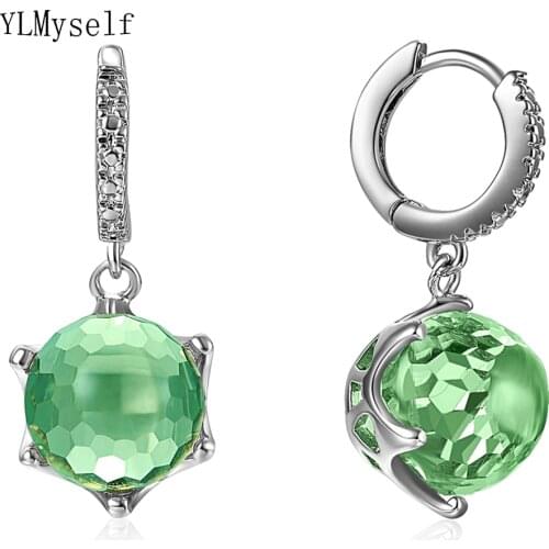 Multi-cut Surface Green Stones Dangle Earring Pretty Female Jewellery Womens Drop earrings Fast Shipping
