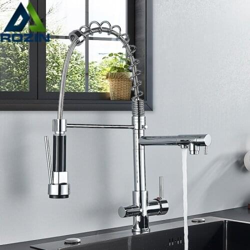 Rozin Filter Purification Water Kitchen Faucet 3 Colors Pure Water Kitchen Faucets Pull Down Nozzle Hot Cold Water Mixer Tap