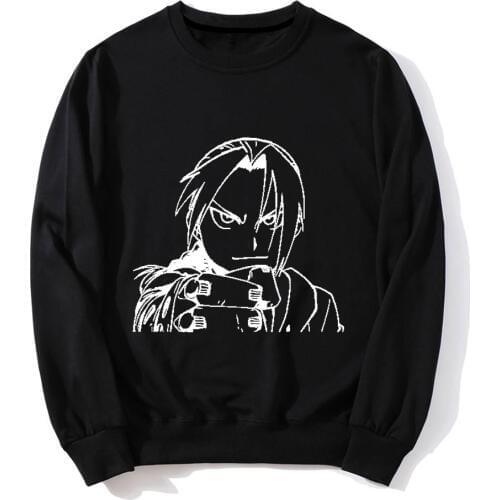 High Q TV Animation Fullmetal Alchemist Hoodies Edward Elric printed Crew Neck Casual Tracksuit 6 Colors Soild Jacket Coat