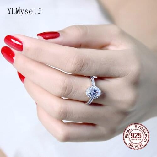 Solid Real Silver Ring Pave Big Oval Cubic Zircon Wedding Engagement 925 Fine Jewellery Bridal Jewelry