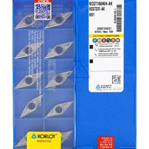 VCGT160402-AK VCGT160404-AK VCGT160408-AK VCGT160412-AK H01 10pcs KORLOY Aluminum use insert Processing: copper and aluminum