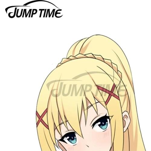 Jump Time 13 x11cm For Darkness Peeker Konosuba VAN Bumper Window Car Stickers Waterproof Personality Decal Anime Vinyl Car Wrap