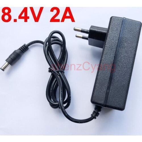 100PCS High quality AC 100-240V EU DC 8.4V 2A lithium battery charger, 7.4V 2A power adapter 8.4V2A, DC 5.5*2.5mm