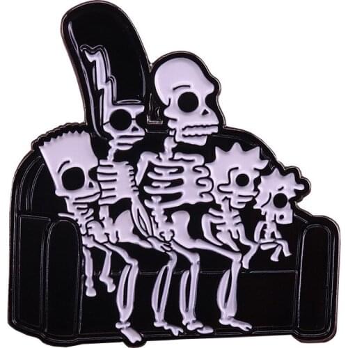 Funny Anime Enamel Pins Simpsons X-ray Skeleton Brooches Fashion Metal Pin Badges Backpack Accessories Jewelry Halloween Gifts