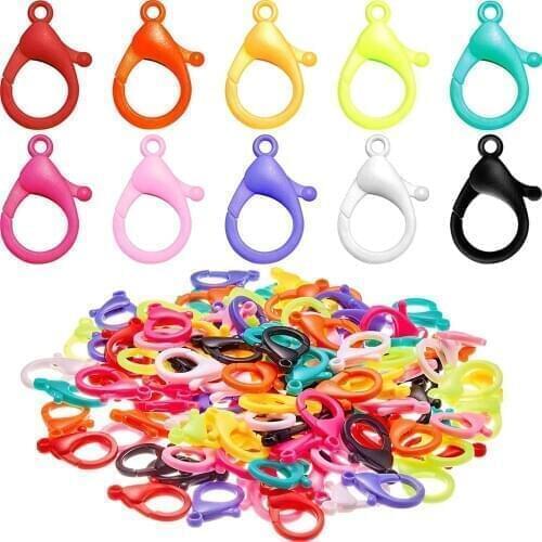 50 Pcs Lobster Clasp Hooks End Connectors Plastic Candy Color Jewelry Findings Accessories For DIY Pendants Jewelry Making