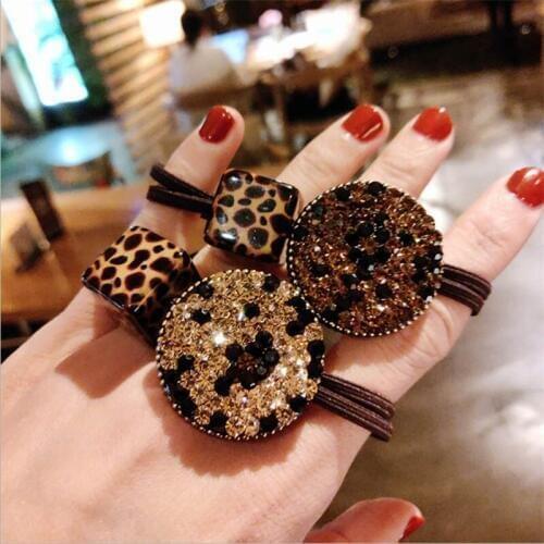 Woman hairline hair accessories crystal girl rope Square hair rhinestone leopard hair ring girl tie hair tendon headdress