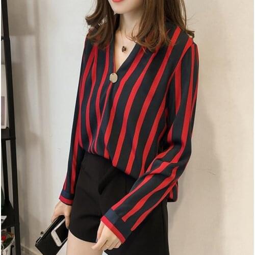 Women Tops And Blouses Ladies Clothes Stripe Chiffon Blusas Mujer De Moda 2019 Blusas Femininas Fashion Blouse