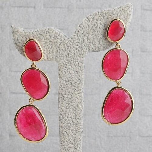 Female high quality Latest Fashion jewelry Cats Stone Plated Earrings