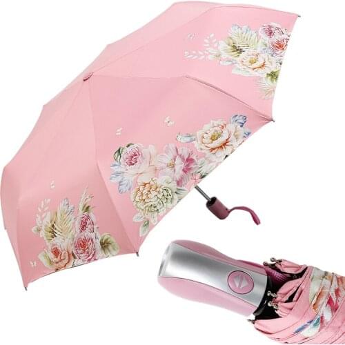 Female Automatic Folding Umbrella Rain Women Waterproof Anti UV Travel Sun Umbrella Auto Paraguas Girls Parasol Guarda Chuva
