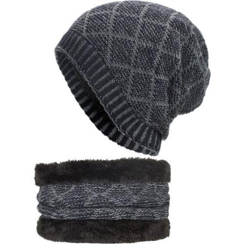 2019 Winter Hat and Scarf Set For Women Skullies Beanies For Men Knitted Wool Hat Warm Gorros Plus Velvet Warm Winter Set