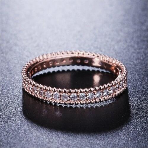 Rose Gold Color Simple Classic Wedding & Engagement Ring Jewelry Made With AAA+ Cubic Zirconia For Women DWR490